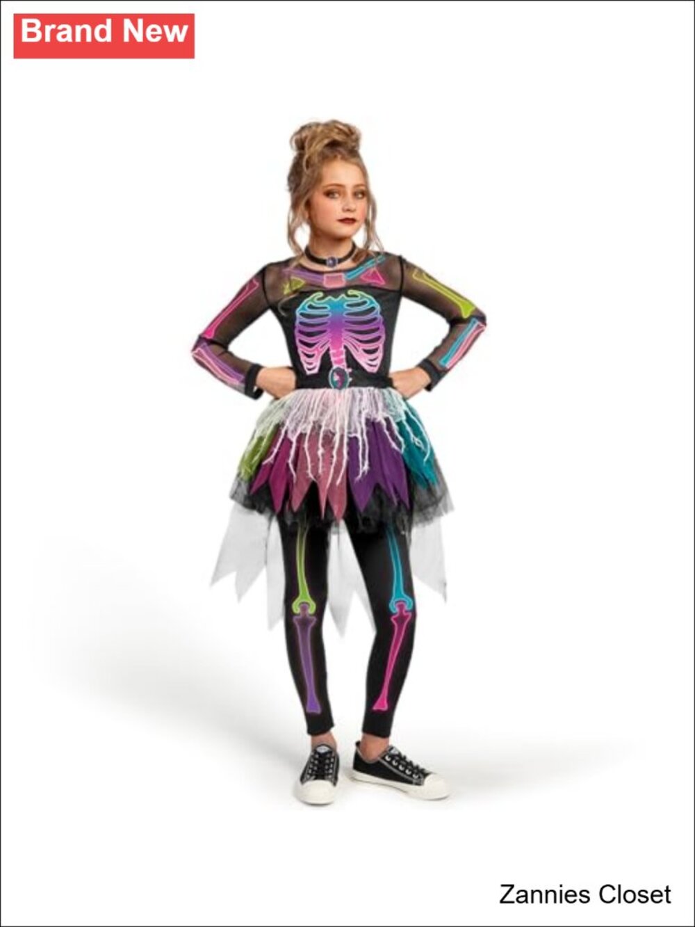 👻 Girls Skeleton Tutu Dress Halloween Costume Set 100% Polyester